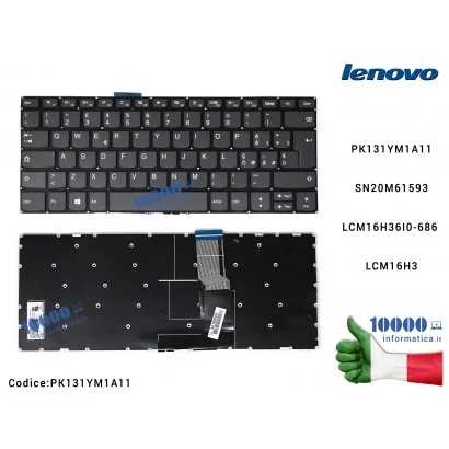 PK131YM1A11 Tastiera Italiana LENOVO IdeaPad 320-14ISK 320S-14IKB 320S-14IKBR [GRIGIO] (SENZA FRAME) PK131YM1A11 SN20M61593 L...