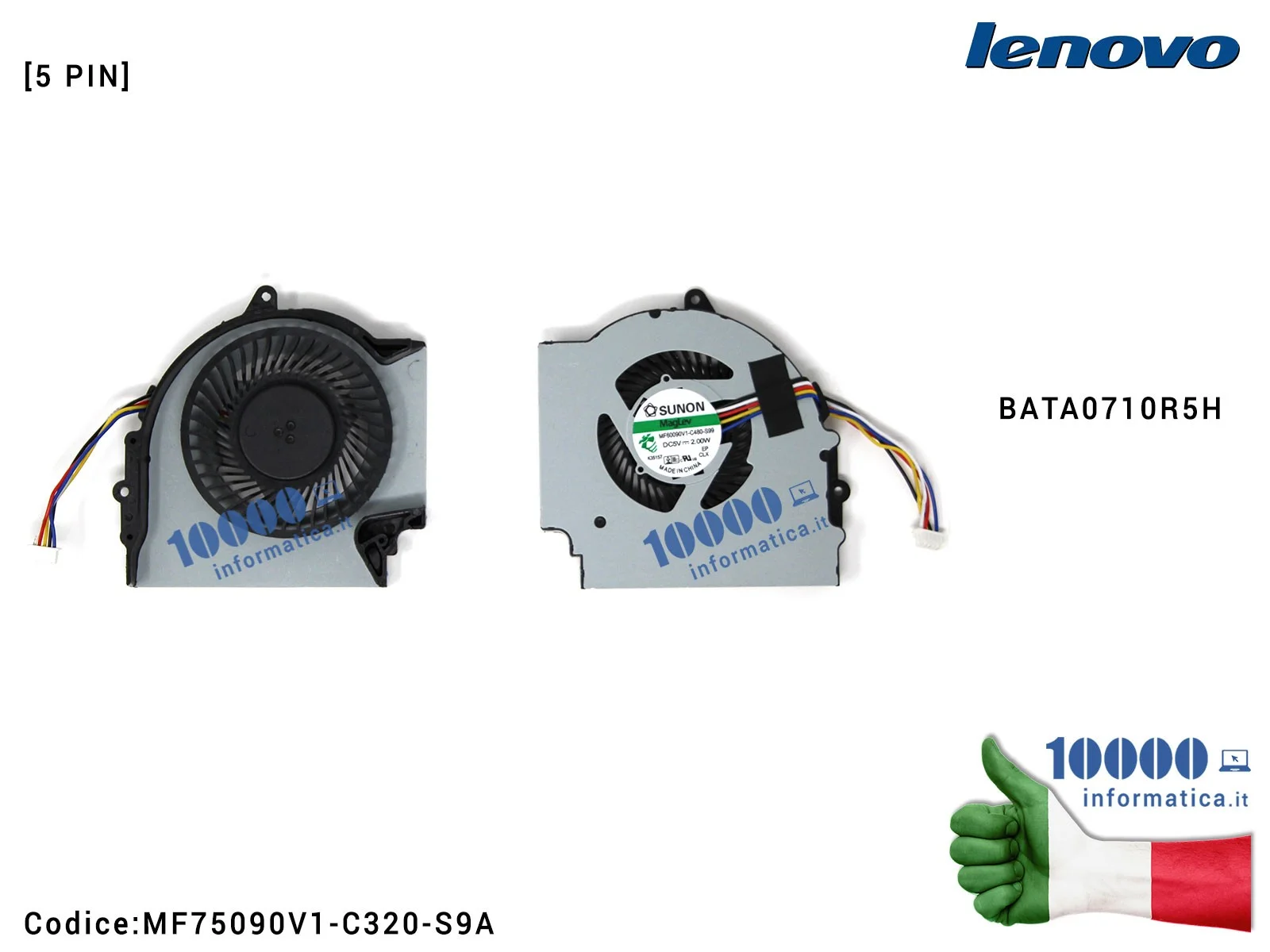 AT0SI002DT00 Ventola di Raffreddamento Fan CPU LENOVO ThinkPad Edge E431 E531 E440 E540 MF75090V1-C320-S9A BATA0710R5H