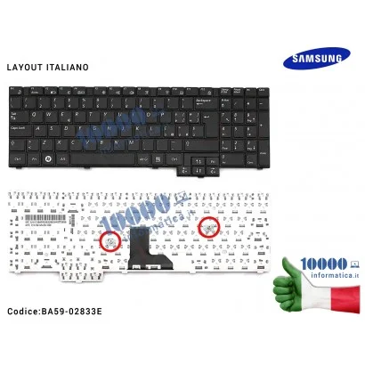 BA59-02833E Tastiera Italiana SAMSUNG R540 P580 R530 RV510 R517 R523 R528 R618 R620 NP-R540 NP-P580 NP-R530 NP-RV510 CNBA5902...