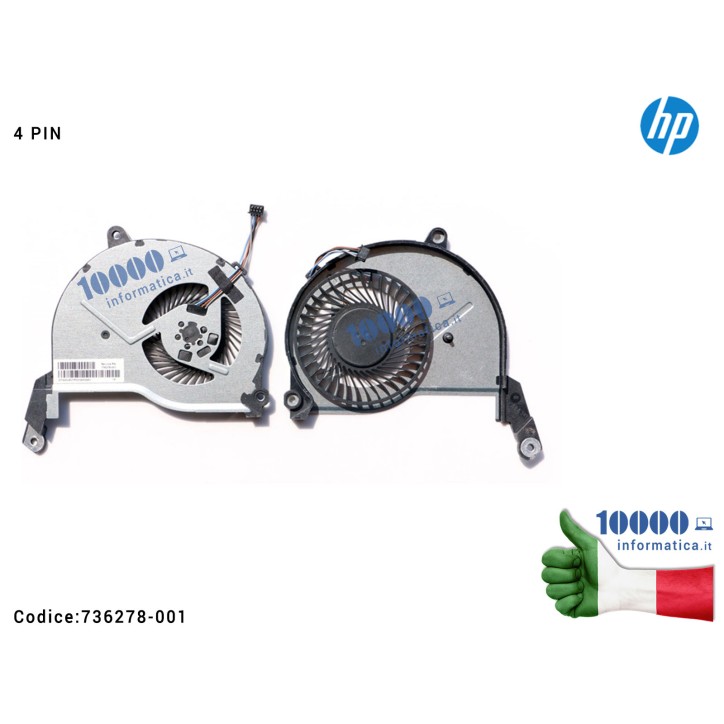Ventola di Raffreddamento Fan CPU HP Pavilion 15-N 17-N 14-N TPN-Q130 Q129 Q131 Q132 736278-001