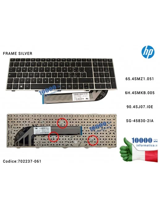 702237-061 Tastiera Italiana HP ProBook 4540S 4545S (FRAME SILVER) 683491-061701485-061 708433-061 65.4SMZ1.051 6H.4SMKB.005 ...