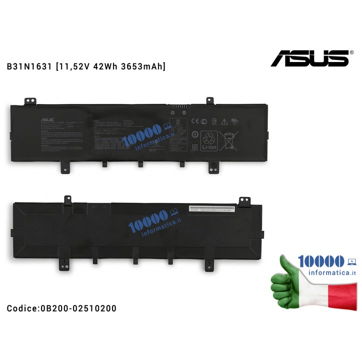 Batteria B31N1631 ASUS VivoBook 15 F505B F505BA F505BP F505Z F505ZA X505B X505BA X505BP X505Z X505ZA [11,52V 42Wh 3653mAh]