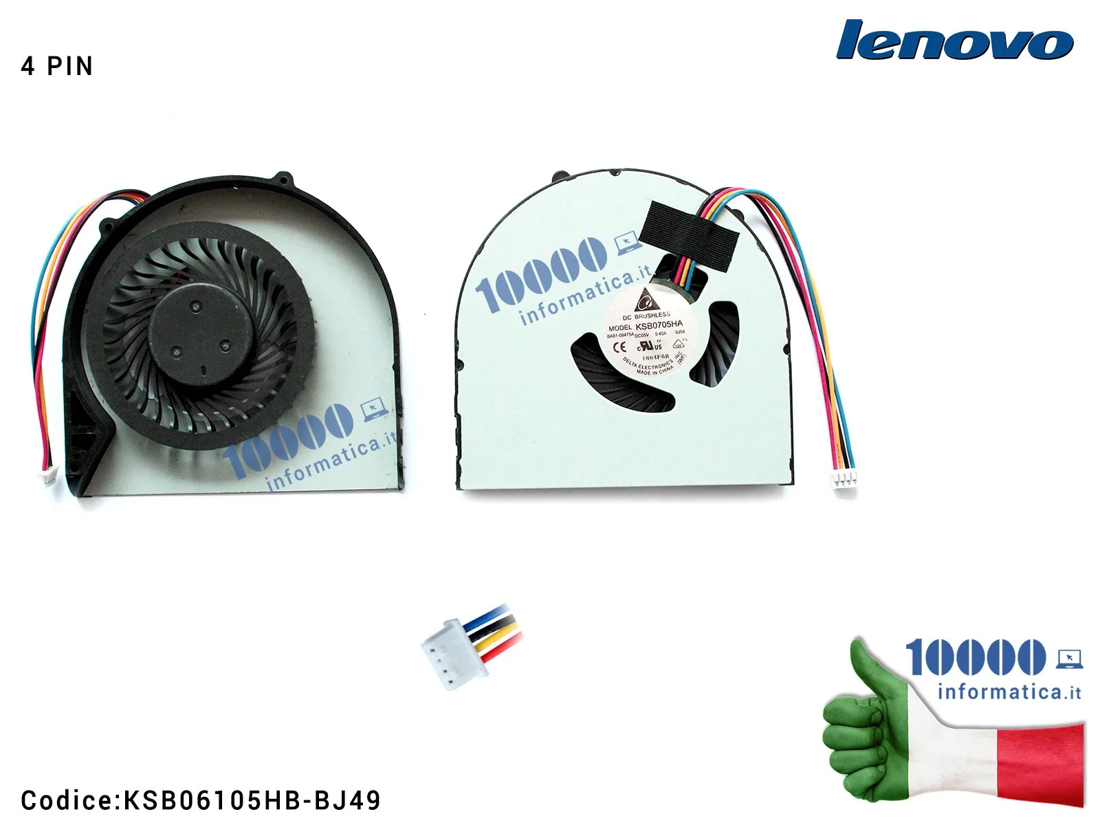 KSB06105HB-BJ49 Ventola Fan CPU LENOVO B480 B480A B485-B490 B590 M490 M495 E49 KSB06105HB-BJ49
