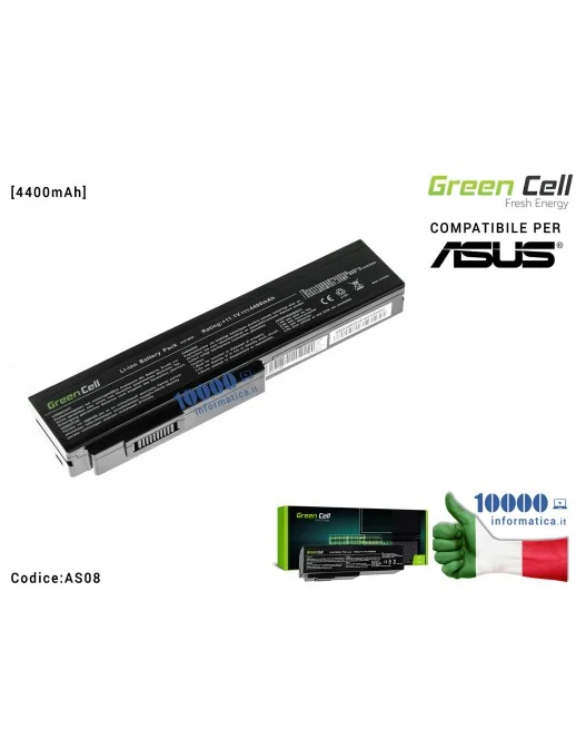 AS08 Batteria A32-M50 Green Cell Compatibile per ASUS A32-N61 N43 N53 G50 L50 M50 M51 M60 M70 N61VN X5MT X5MTA [4400mAh] 0B20...