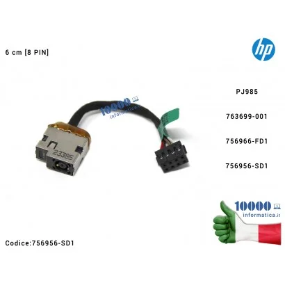 756956-SD1 Connettore DC Power Jack PJ985 HP Pavilion 11-N 11-P 17-F Envy 17-F 17-P 17-K ProBook 470 G2 (8 PIN) [6 cm] 756956...