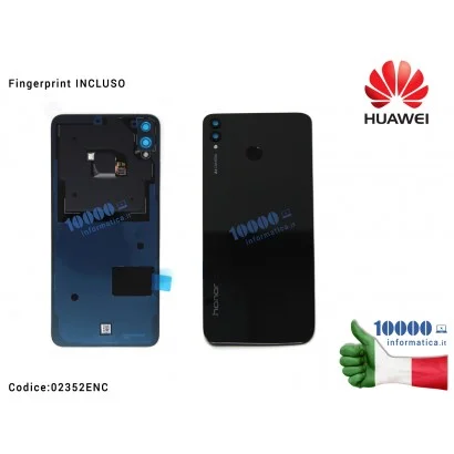02352ENC Back Cover Posteriore Batteria [NERO] HUAWEI Honor 8X (JSN-L21C) Honor 8X (JSN-L21D) completo di Fingerprint