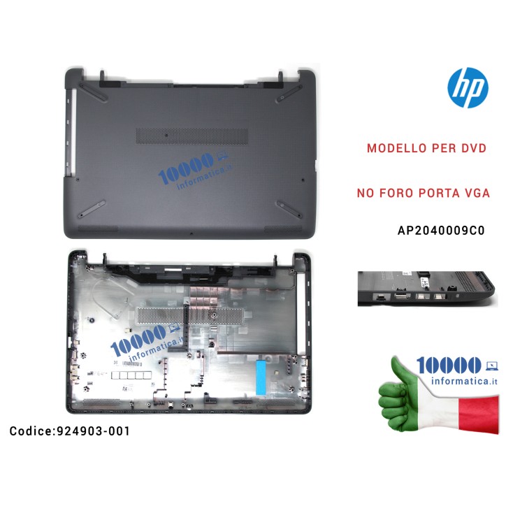 Bottom Case Scocca Inferiore [Smoke Gray] HP Pavilion 15-BS 15-BW 250 G6 255 G6 TPN-C129 TPN-C130 (GRIGIO FUMO) AP2040009C0 (MOD