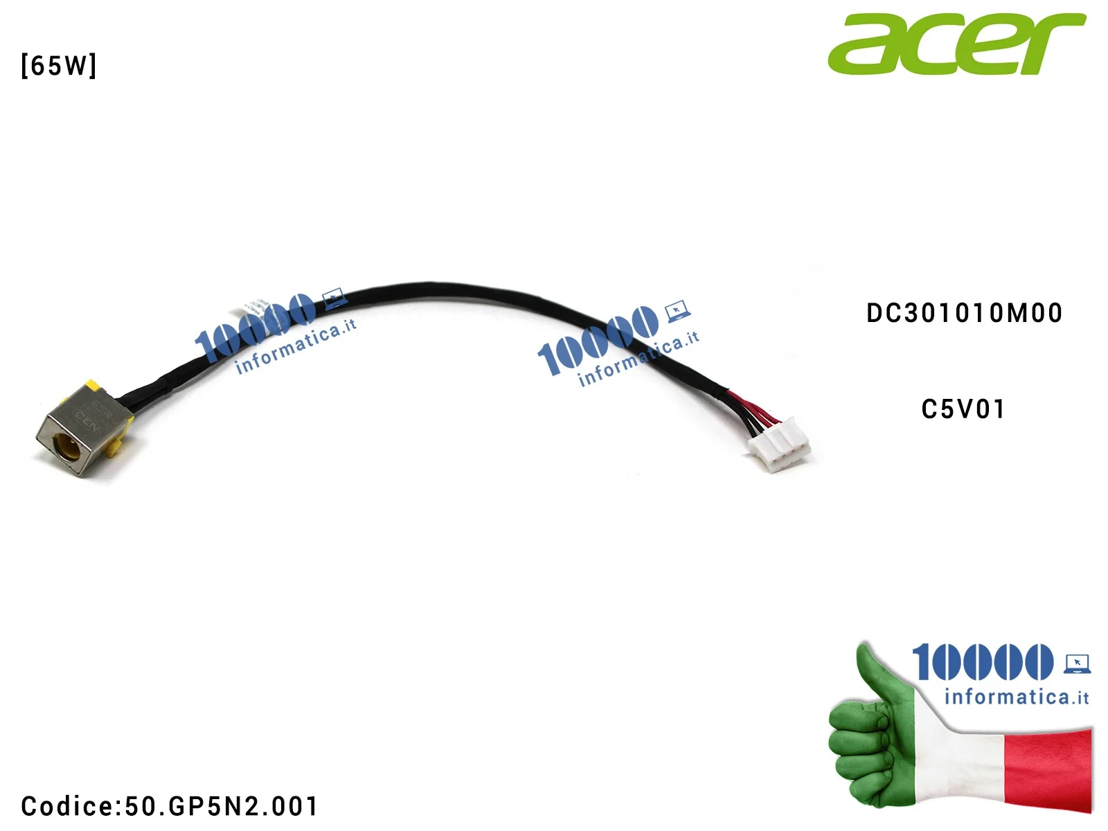 50.GP5N2.001 Connettore alimentazione per Acer Aspire 3 A315-53 series N17C4 power connector Connettore DC Power Jack ACER As...