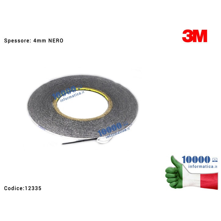 Nastro Biadesivo 3M (NERO)[4mm x 55mt] Riparazioni LCD Display Frame Smartphone iPhone Tablet Cornici Bezel Notebook