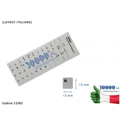 12362 Kit Adesivi Tasti Stickers Bianchi Layout Italiano Adesivo per Tastiera Notebook IT [BIANCO]