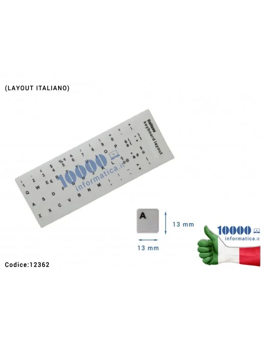 12362 Kit Adesivi Tasti Stickers Bianchi Layout Italiano Adesivo per Tastiera Notebook IT [BIANCO]