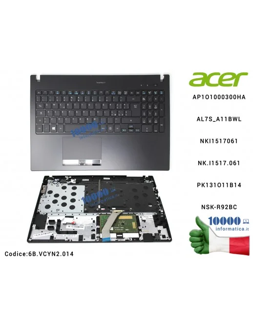 6B.VCYN2.014 Tastiera Italiana Completa di Top Case Superiore ACER TravelMate TMP658 TMP658-M P658-M TMP658-MG P658-MG