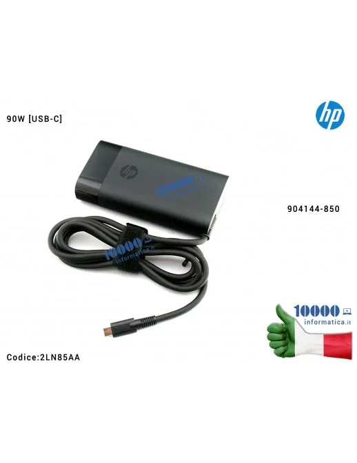 2LN85AA Alimentatore HP 90W [USB-C] HP EliteBook 1040 G4 Spectre x360 15-BL101NA Elite x2 1012 G2 ProBook 430 G5 450 G5 470 G...