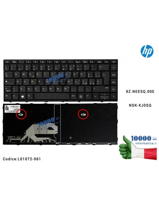 L01072-061 Tastiera Italiana HP ProBook 430 G5 440 G5 445 G5 9Z.NEESQ.00E NSK-XJ0SQ