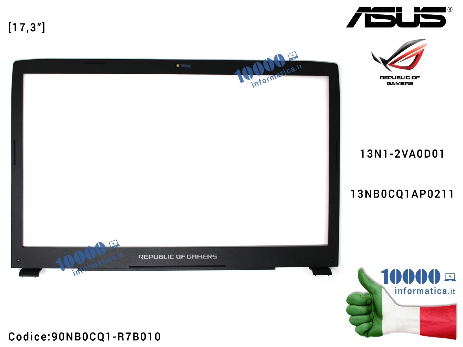90NB0CQ1-R7B010 Cornice Display Bezel LCD ASUS ROG Strix GL702V GL702VI GL702VM GL702VS GL702VT GL702Z GL702ZC 13N1-2VA0D01 1...
