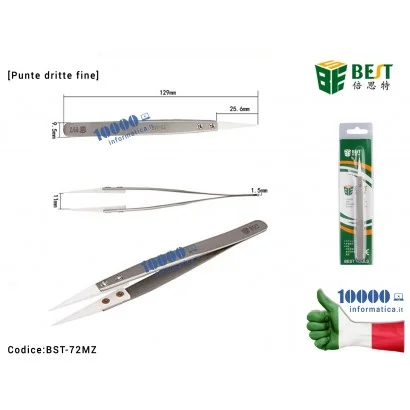 BST-72MZ Pinzetta di Precisione BEST 72MZ [Punte Dritte in Ceramica Intercambiabili] BST-72MZ Anti-acid Ceramic Tipped Stainl...