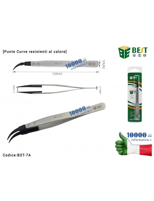 BST-7A Pinzetta di Precisione BEST BST-7A [Punte Curve Resistente Al Calore Intercambiabili] Acciaio Stainless Steel Highly P...