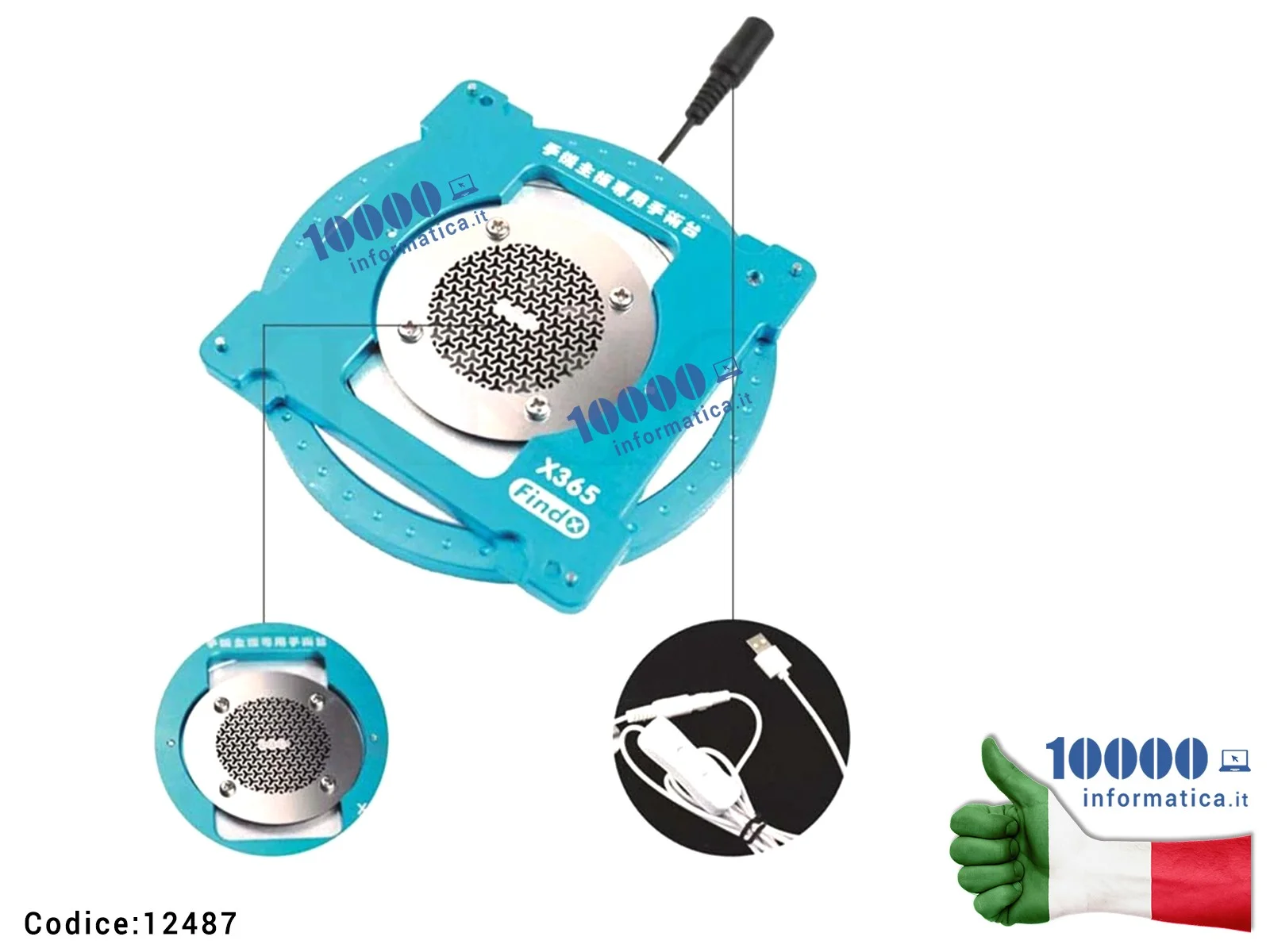 12487 Piastra PCB FindX X365 360° Base Rotante con raffreddamento Supporto schede madri iPhone per riparazioni saldature