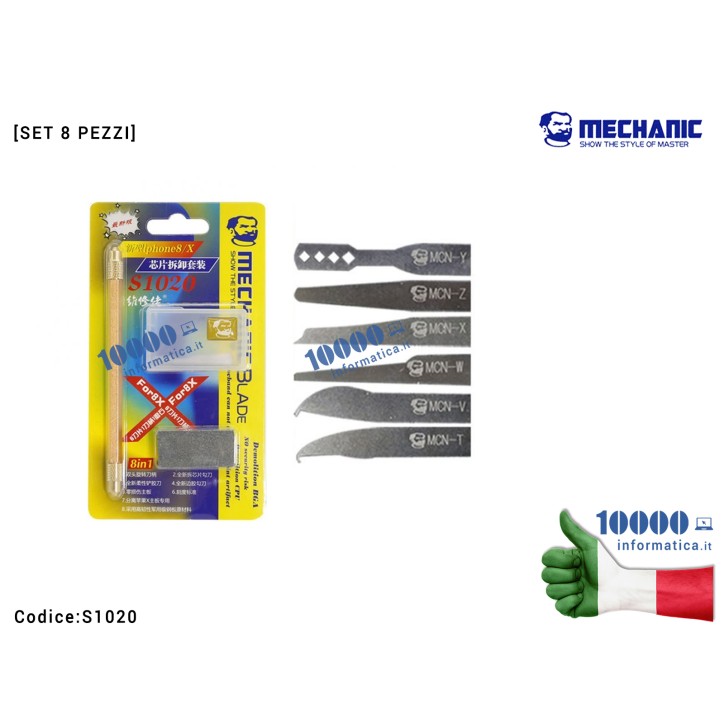 S1020 IC Chip CPU NAND BGA Remover 8 Set Thin Blade Knife Mobile iPhone Repair Lame di rimozione CPU BGA Chip MECHANIC S1020 IC 