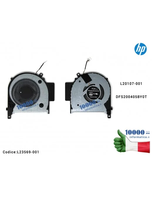 L23569-001 Ventola di Raffreddamento Fan CPU HP Envy X360 15-CP 15M-CP 15-CN 15M-CN TPN-W134 L20107-001 DFS200405BY0T