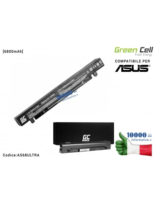 AS68ULTRA Batteria A41-X550 Green Cell Compatibile per ASUS A450 A550 X550 X550CA X550CC X550VC R510 R510CA [6800mAh]