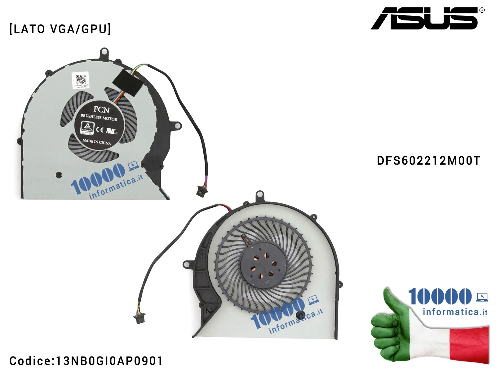 13NB0GI0AP0901 Ventola di Raffreddamento Fan GPU ASUS ROG STRIX SCAR FX503 GL503 FX503V FX503VM GL503V GL503VM GL703V GL703VM...