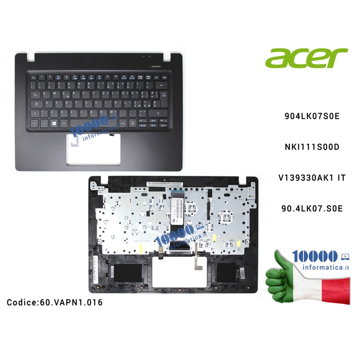Tastiera Italiana Completa di Top Case Superiore ACER TravelMate TMP236-M P236 P236-M [NERA]  904LK07S0ENKI111S00DV139330AK1 IT9