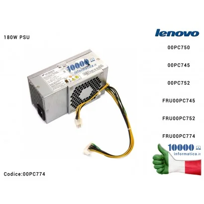 00PC774 Alimentatore 180W LENOVO Malaysia 300S S500 PSU HK280-72PP 54Y8976 SP50H29488 00PC745 54Y8971 SP50H29485 SP50H29523 0...