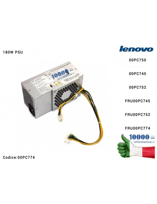 00PC774 Alimentatore 180W LENOVO Malaysia 300S S500 PSU HK280-72PP 54Y8976 SP50H29488 00PC745 54Y8971 SP50H29485 SP50H29523 0...