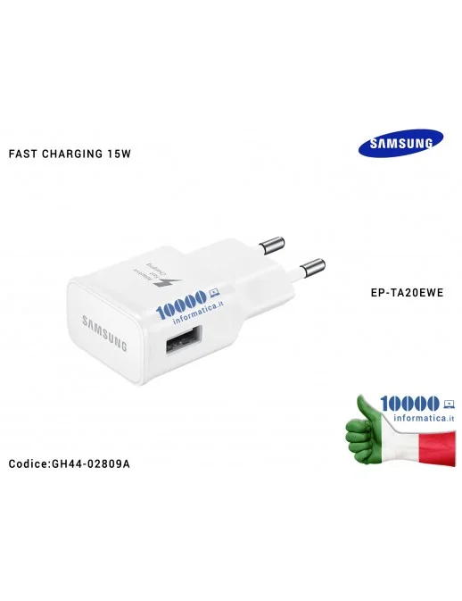 GH44-02809A Carica batterie USB [15W] SAMSUNG (BIANCO) (BULK) Galaxy S8 S8 Plus SM-G950F SM-G955F