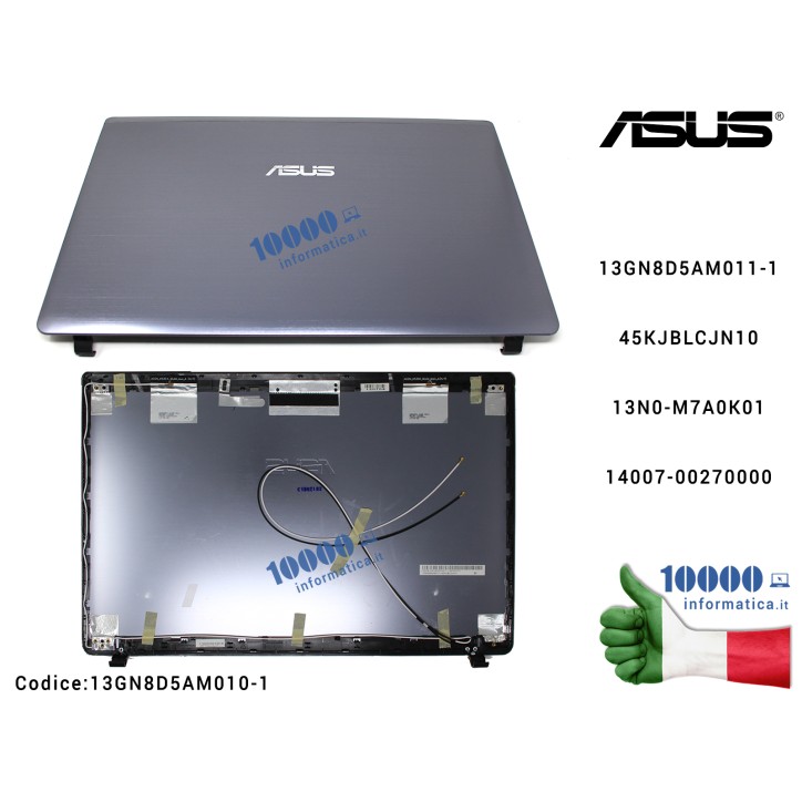 Cover LCD ASUS K55 K55V K55VD A55V K55A U57A (Metal-Gray) 13N0-M7A0K01 14007-00270000 13GN8D5AM011-1 45KJBLCJN10