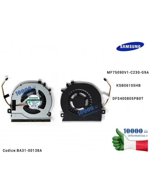BA31-00138A Ventola di Raffreddamento Fan CPU SAMSUNG NP270E5E NP270E5V NP300E5E NP300E5V MF75090V1-C230-G9A DFS400805PB0T KS...