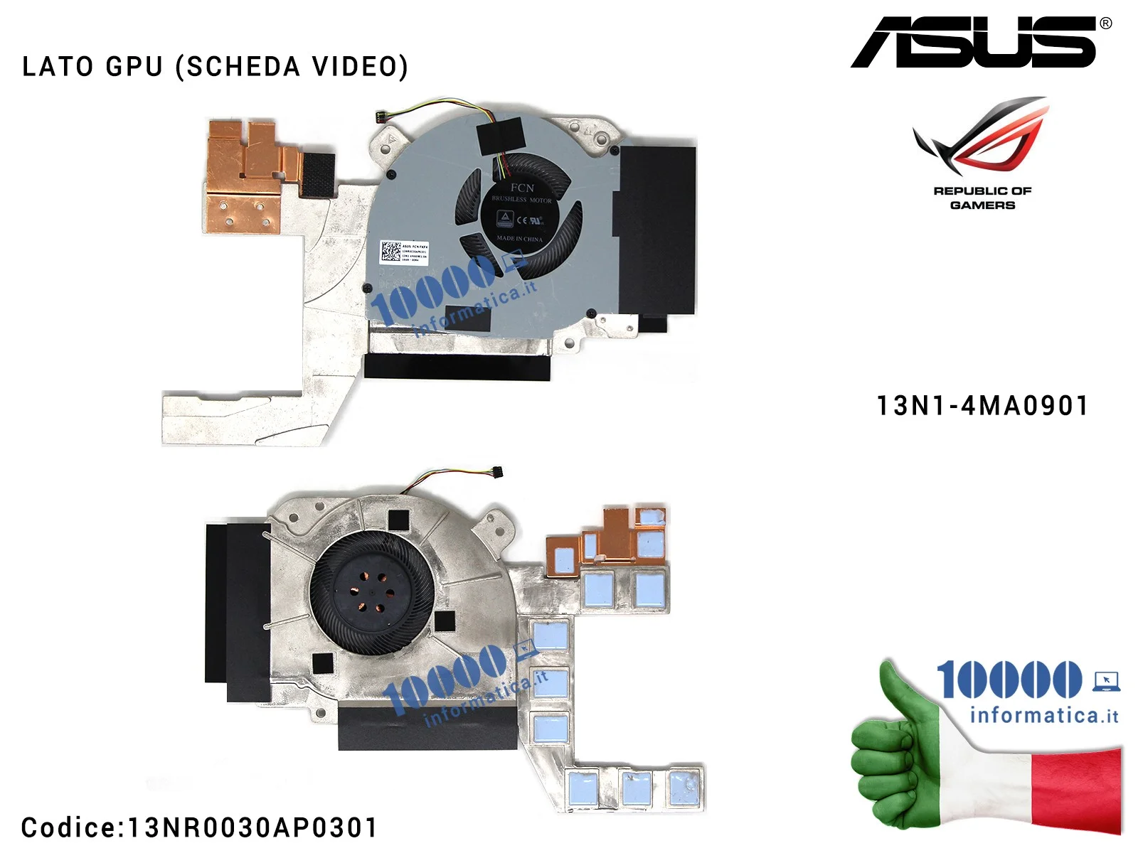 13NR0030AP0301 Ventola di Raffreddamento Fan GPU VGA + Dissipatore ASUS ROG Zephyrus GM501G GM501GS GM501GM 13N1-4MA0901