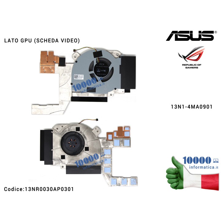 Ventola di Raffreddamento Fan GPU VGA + Dissipatore ASUS ROG Zephyrus GM501G GM501GS GM501GM 13N1-4MA0901 Ventola di Raffreddamento Fan GPU VGA + Dissipatore ASUS ROG Zephyrus GM501G GM501GS GM501GM 13N1-4MA0901