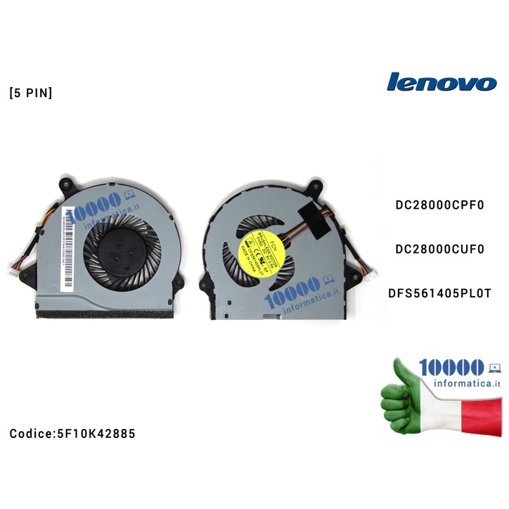 Ventola di Raffreddamento Fan CPU LENOVO IdeaPad 300-14ISK 300-15ISK 300-17ISK B71-80 DC28000CPF0 DFS561405PL0T Ventola di Raffreddamento Fan CPU LENOVO IdeaPad 300-14ISK 300-15ISK 300-17ISK B71-80 DC28000CPF0 DFS561405PL0T