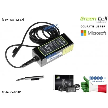 AD63P Alimentatore Green Cell PRO [36W 12V 2,58A] Compatibile per Microsoft Surface Pro 3 i Pro 4 1631 1625 1807 1782 1769 17...