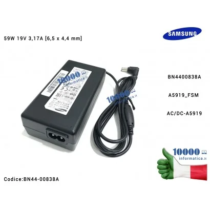 BN44-00838A Alimentatore SAMSUNG 59W 19V 3,17A [6,5 x 4,4 mm] UE32N4300 UN32J5003 UE32N4300AK UN32J5003AF BN4400838A A5919_FS...