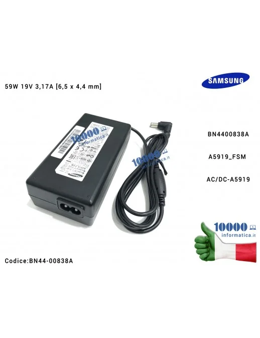 BN44-00838A Alimentatore SAMSUNG 59W 19V 3,17A [6,5 x 4,4 mm] UE32N4300 UN32J5003 UE32N4300AK UN32J5003AF BN4400838A A5919_FS...