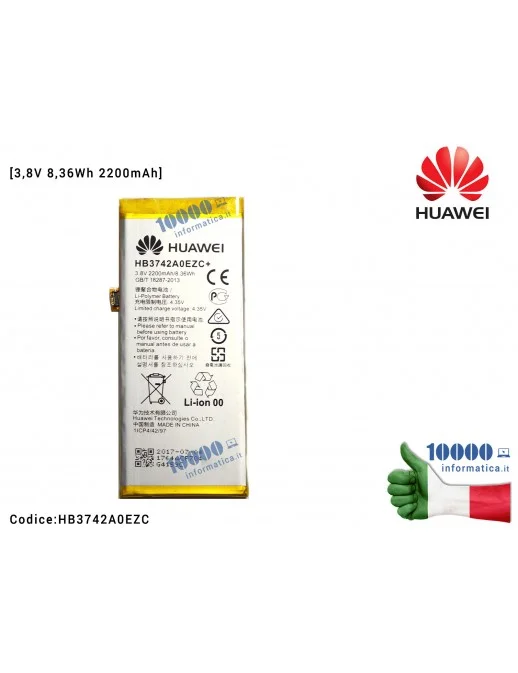 HB3742A0EZC+ Batteria 24021764 HUAWEI P8 Lite (ALE-L21) Y3 2017 (CRO-L02) Y3 2018 (CAG-L03) [2200mAh 3,8V 8,36Wh] 1ICP4/42/97