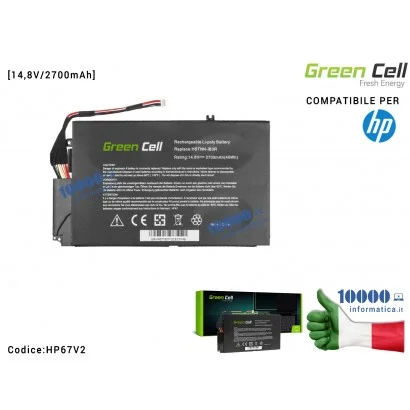 HP67V2 Batteria HSTNN-IB3R Green Cell Compatibile per HP Envy 4-1000 (14,8V/14,4V) 4-1100 4-1120EW 4-1120SW 4-1130EW [2700mAh]