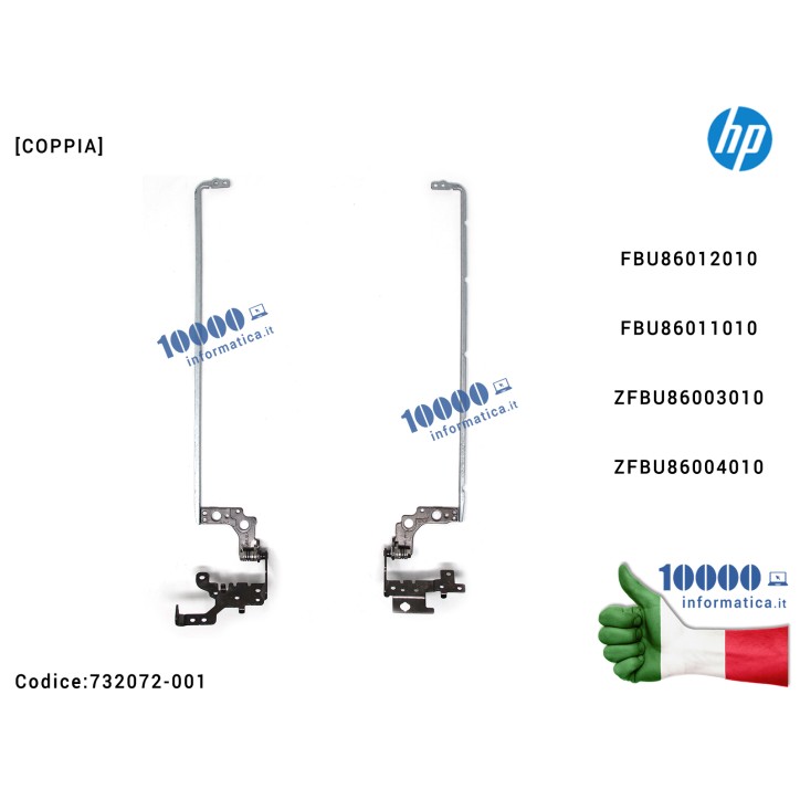 Cerniere Hinges LCD [COPPIA] HP 15-N 15-F TPN-Q130 TPN-Q132 [R+L] 732072-001 FBU86012010 FBU86011010 ZFBU86003010 ZFBU86004010