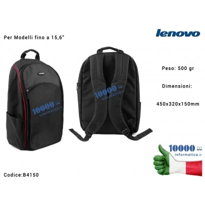 B4150 Zaino Borsa per Notebook 15,6" LENOVO B4150 Doppio Zaino Spalla Business Unisex [NERO]