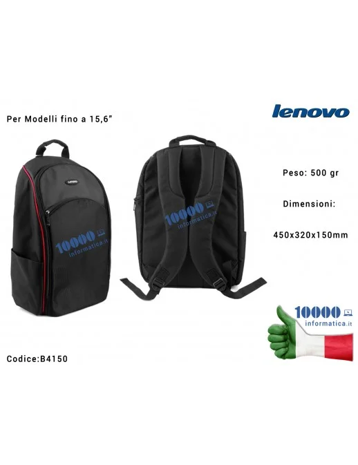 B4150 Zaino Borsa per Notebook 15,6" LENOVO B4150 Doppio Zaino Spalla Business Unisex [NERO]