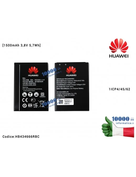 HB434666RBC Batteria HUAWEI Pocket Cube Modem Router E5573 E5573S E5575 E5577 VODAFONE R216 [1500mAh 3,8V 5,7Wh] 1ICP4/45/62