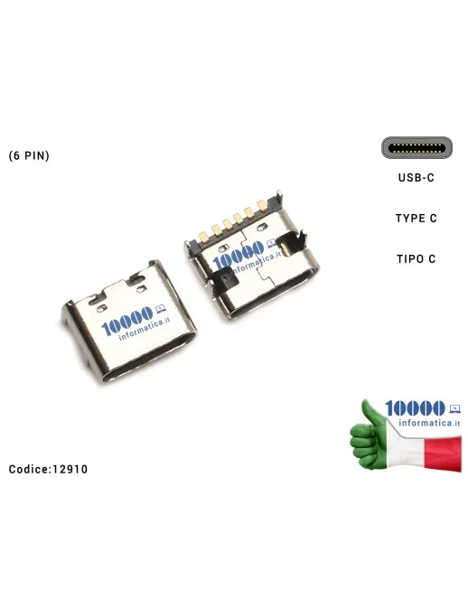 12910 Connettore di Alimentazione 12910 Tipo C (6 PIN) USB-C DC Power Jack Type-C
