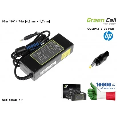 AD14P Alimentatore Green Cell PRO 90W 19V 4,74A [4,8x1,7mm] HP Compaq NC6000 NX6100 NX8220