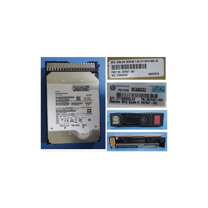 857648-B21 SPS-DRV HD 10TB 6G 7.2K LFF SATA MDL SC - sostituito con HPE spare part:857967-001
