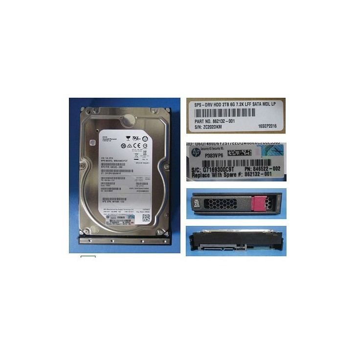 862132-001 SPS-DRV HDD 2TB 6G 7.2K LFF SATA MDL LP