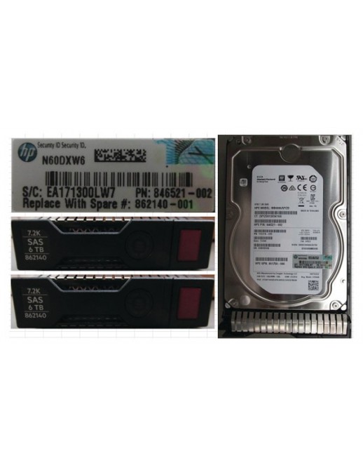 862140-001 862140-001 SPS-DRV HDD 6TB 12G 7.2K LFF SAS MDL SC