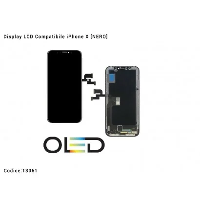 13061 Display LCD Compatibile iPhone X [NERO] Schermo Vetro Touch Screen